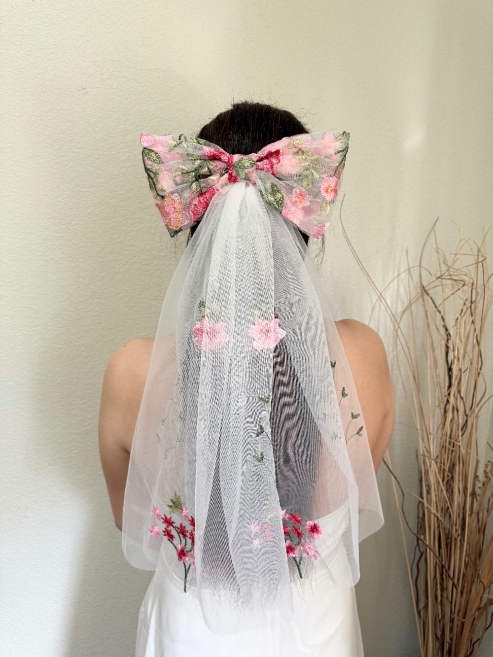 Floral veil wedding veil
